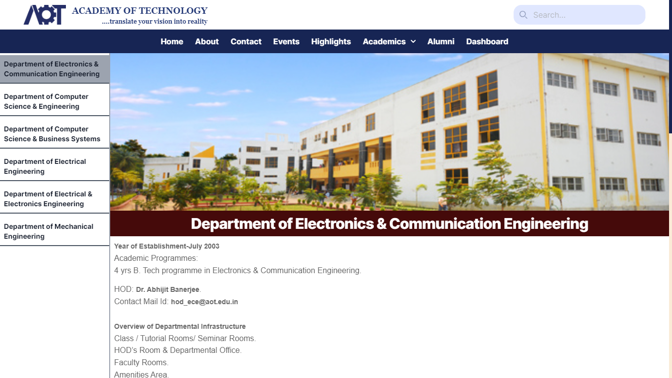Departments Page