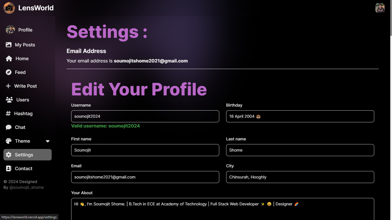 Settings Page