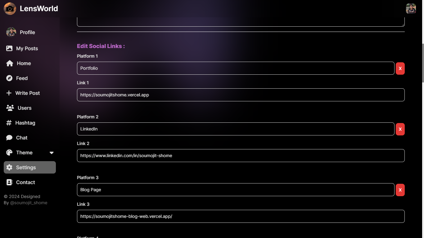 Social Links Settings